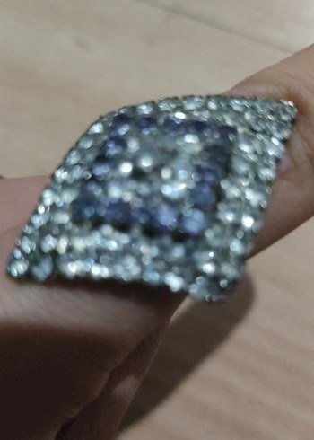 Vintage Desenli Mavi Payetli Kadın Yüzük - Görsel 4