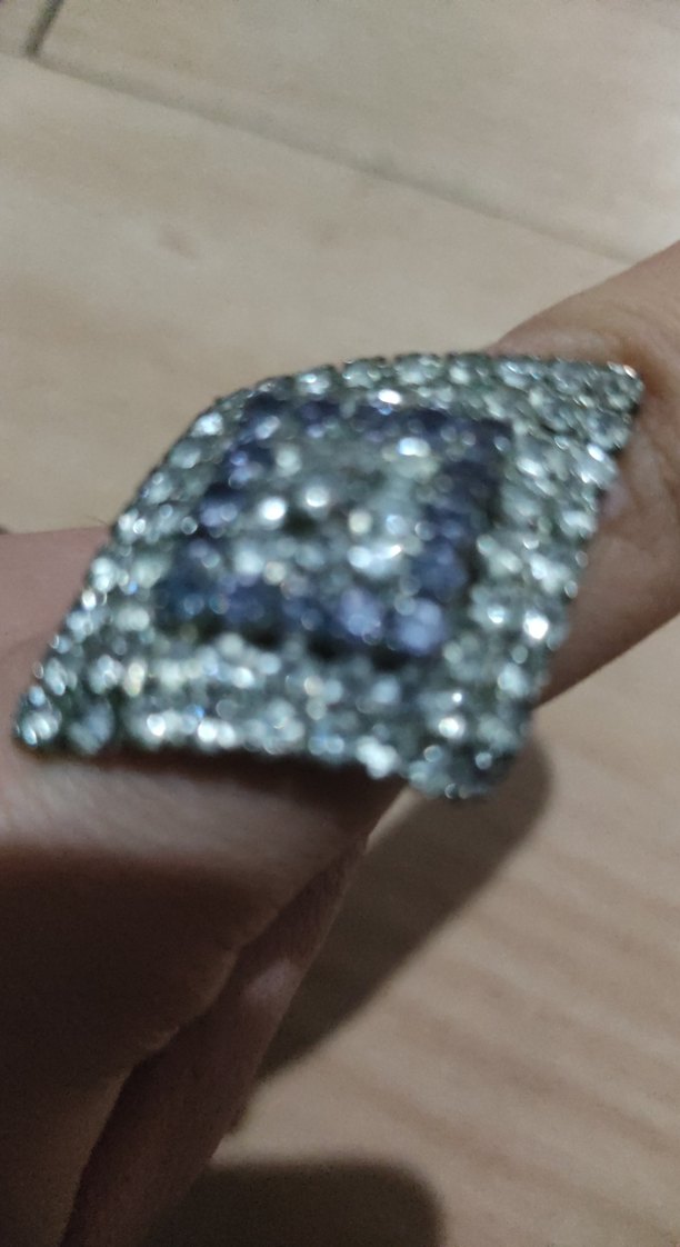 Vintage Desenli Mavi Payetli Kadın Yüzük - Görsel 4