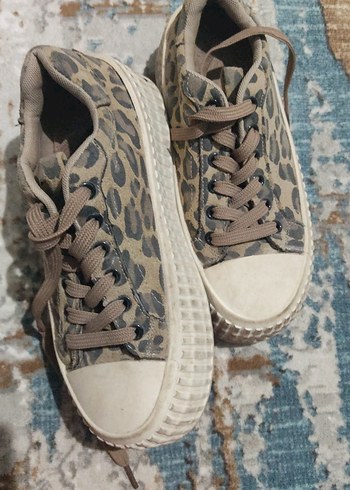 Kahverengi Yılan Desenli Platform Spor Ayakkabı - Görsel 3