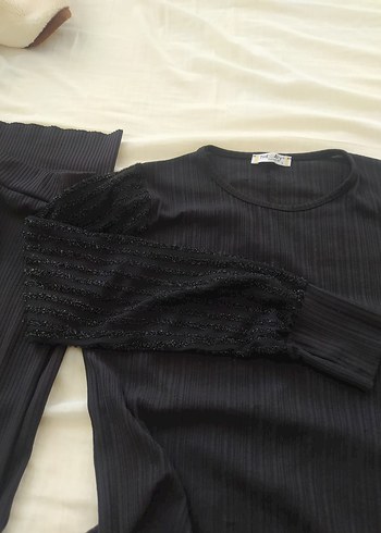 Piliseli Siyah Hamile Bluzu, Uzun Kollu, Fitted