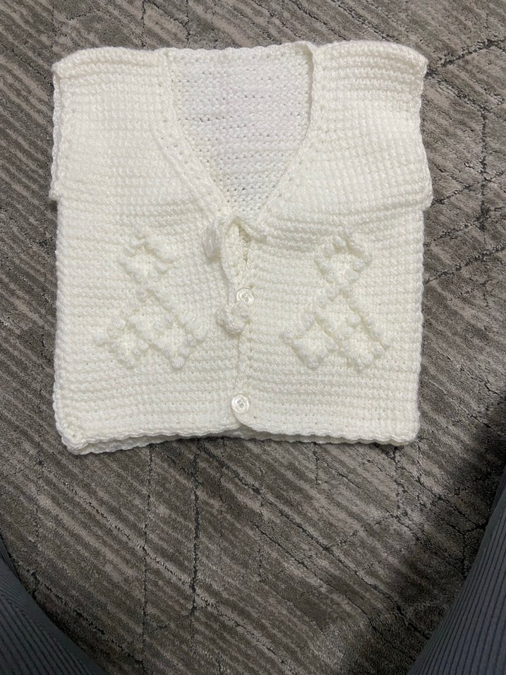 Kız Çocuk Nakışlı Örgü Yelek - Görsel 2