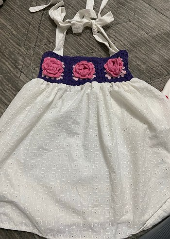 Kız çocuğu örgü yelek ve elbise - Görsel 3