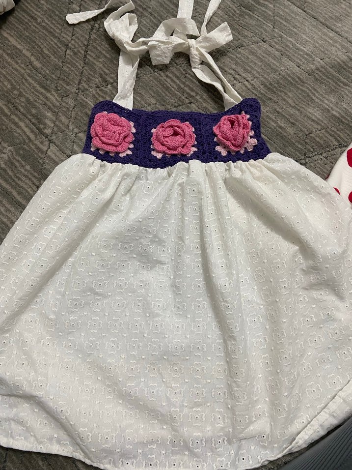 Kız çocuğu örgü yelek ve elbise - Görsel 3