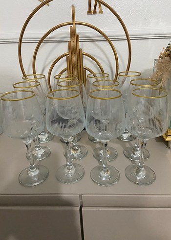 Altın Kenarlı İnce Çizgili Bardak Seti - Görsel 3