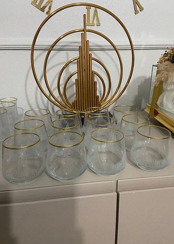 Altın Kenarlı İnce Çizgili Bardak Seti - Görsel 5