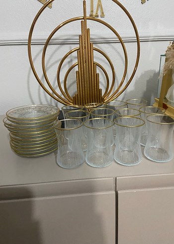 Altın Kenarlı İnce Çizgili Bardak Seti - Görsel 7