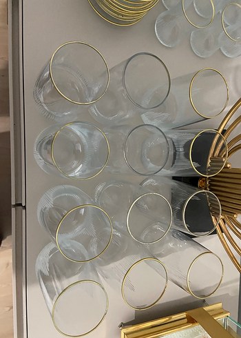 Altın Kenarlı İnce Çizgili Bardak Seti - Görsel 2