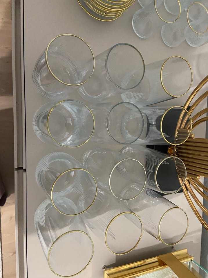 Altın Kenarlı İnce Çizgili Bardak Seti - Görsel 2