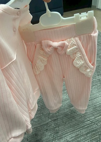 Dantel Yakalı Pembe Bebek Kız Takım - Görsel 2