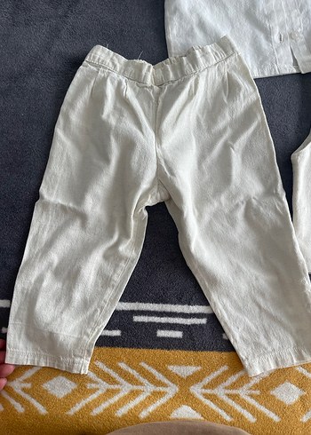 12-18 Ay Beden Erkek Keten Kısa Kollu Beyaz Gömlek Yelek Pantolon Ceket