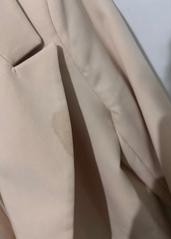 Bej Düğmeli Kadın Midi Blazer Ceket - Görsel 6