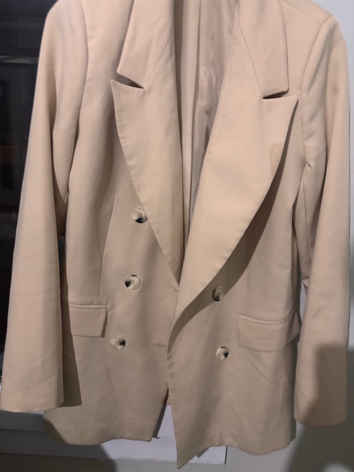 Bej Düğmeli Kadın Midi Blazer Ceket - Görsel 3