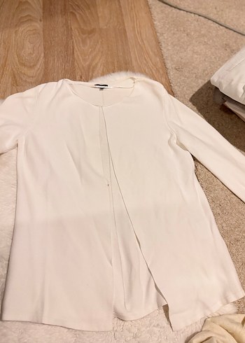 Street one marka Beyaz Uzun Kollu Salaş Keten Gömlek - Görsel 2