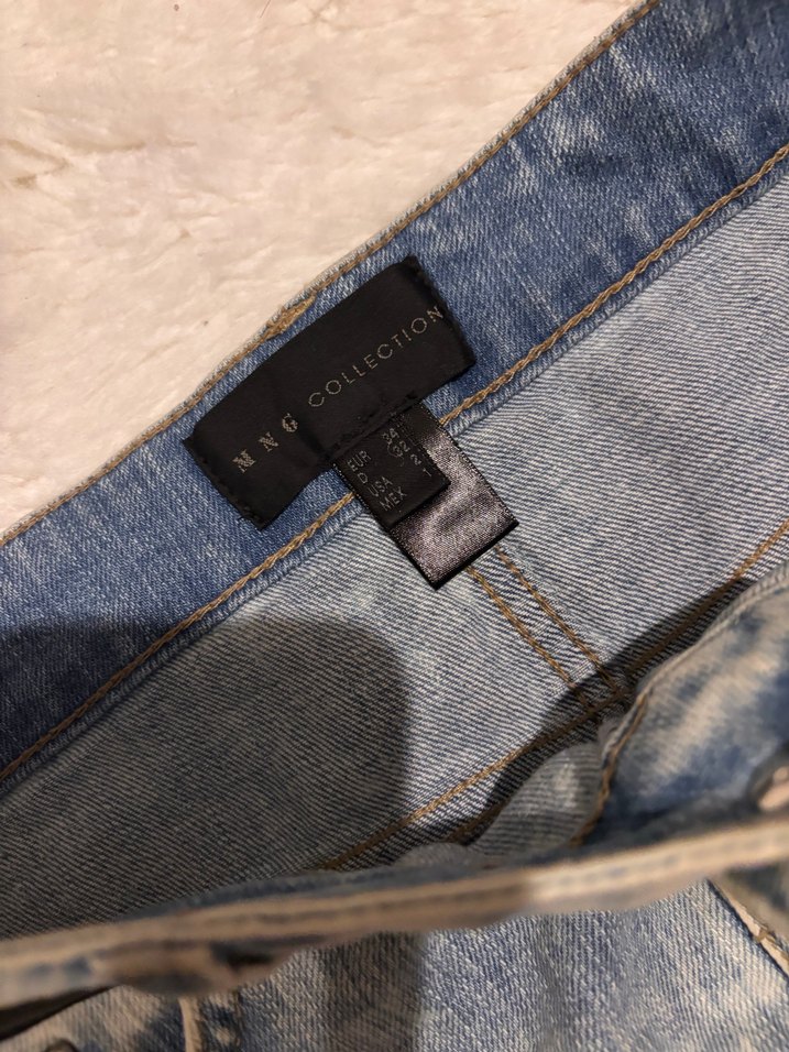 Mango Kadın Mavi Kemer desenli Denim Mini Etek - Görsel 5