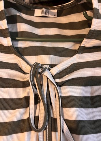 Gri Çizgili Günlük Midi Elbise - Görsel 5