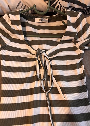 Gri Çizgili Günlük Midi Elbise - Görsel 2