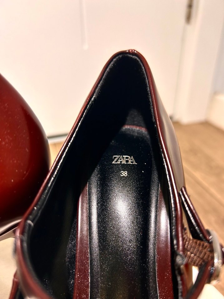 Bordo Deri Tokalı Stiletto - Görsel 3