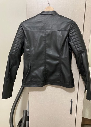 Kadın Siyah Deri Biker Ceket - Görsel 2