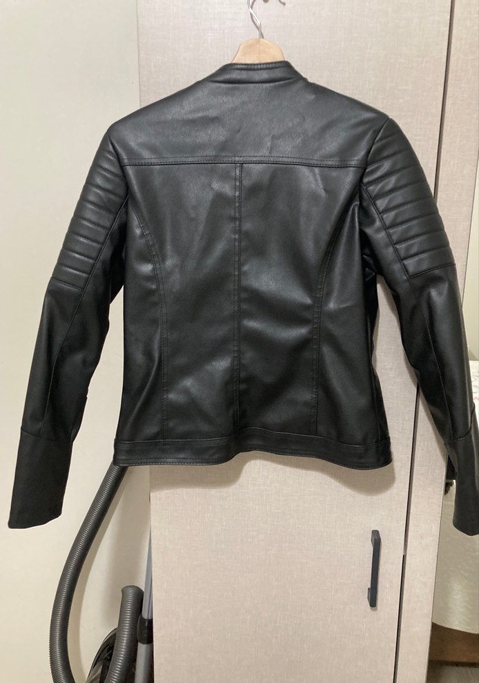 Kadın Siyah Deri Biker Ceket - Görsel 2