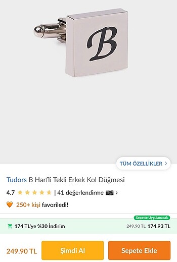 Tudors B Harfli Kol Düğmesi