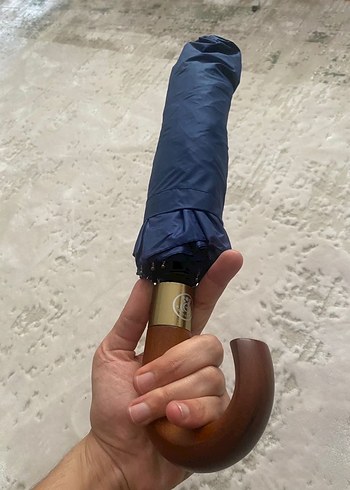 Lacivert Ahşap Saplı Şemsiye - Görsel 4