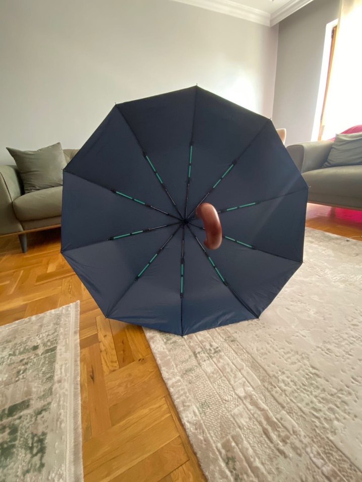 Lacivert Ahşap Saplı Şemsiye - Görsel 5