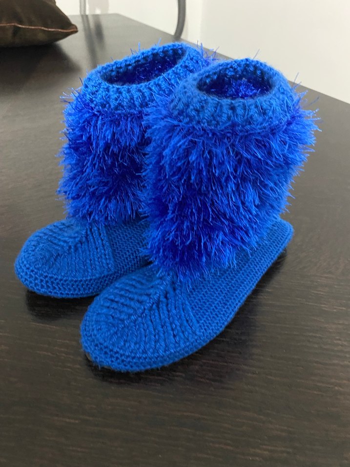 El Yapımı Mavi Kışlık Patik - Görsel 2