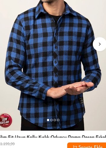 Tudors Mavi Kareli Düğmeli Erkek Gömlek - Görsel 3