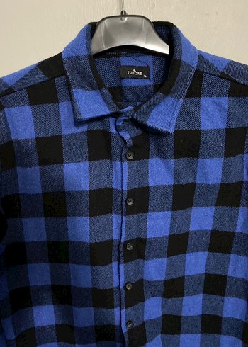 Tudors Mavi Kareli Düğmeli Erkek Gömlek - Görsel 4