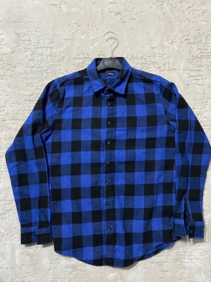 Tudors Mavi Kareli Düğmeli Erkek Gömlek - Görsel 5