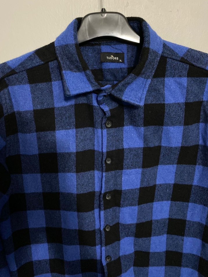Tudors Mavi Kareli Düğmeli Erkek Gömlek - Görsel 4