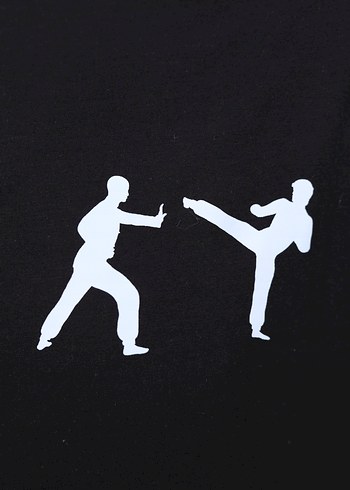 Minimalist Karate Martial Arts Baskılı Siyah Tişört  - Görsel 3