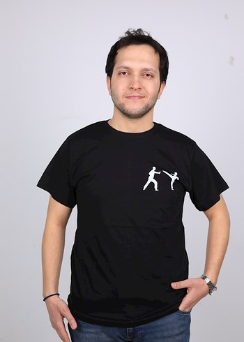 Minimalist Karate Martial Arts Baskılı Siyah Tişört  - Görsel 2