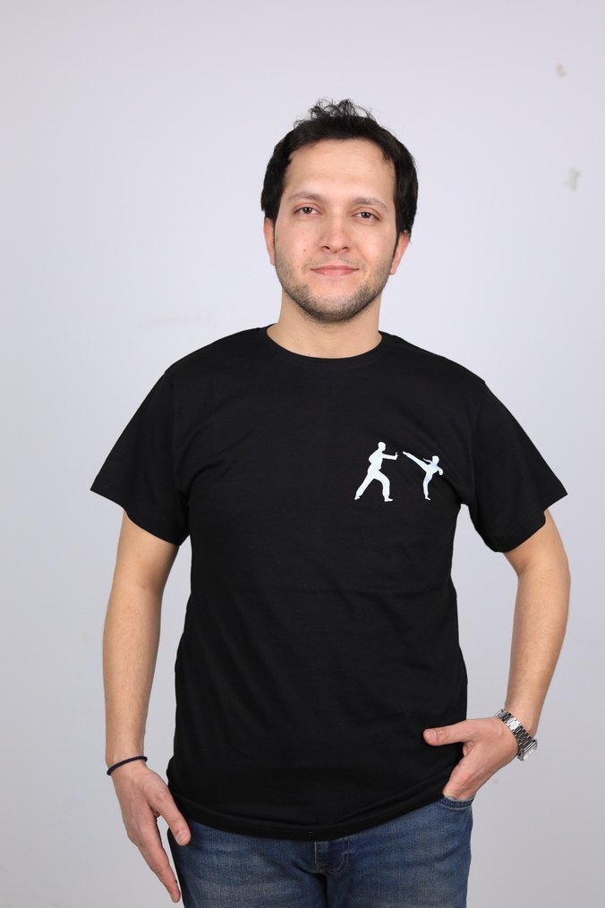 Minimalist Karate Martial Arts Baskılı Siyah Tişört  - Görsel 2