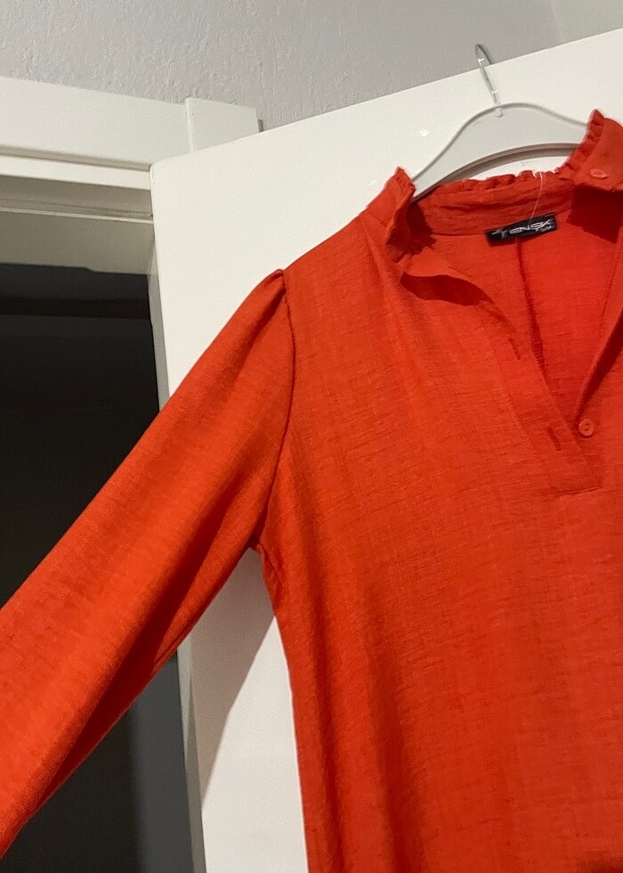 Turuncu tesettür elbise - Görsel 4