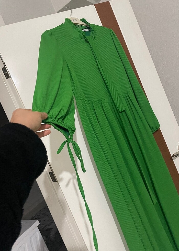 Yeşil tesettür elbise - Görsel 3