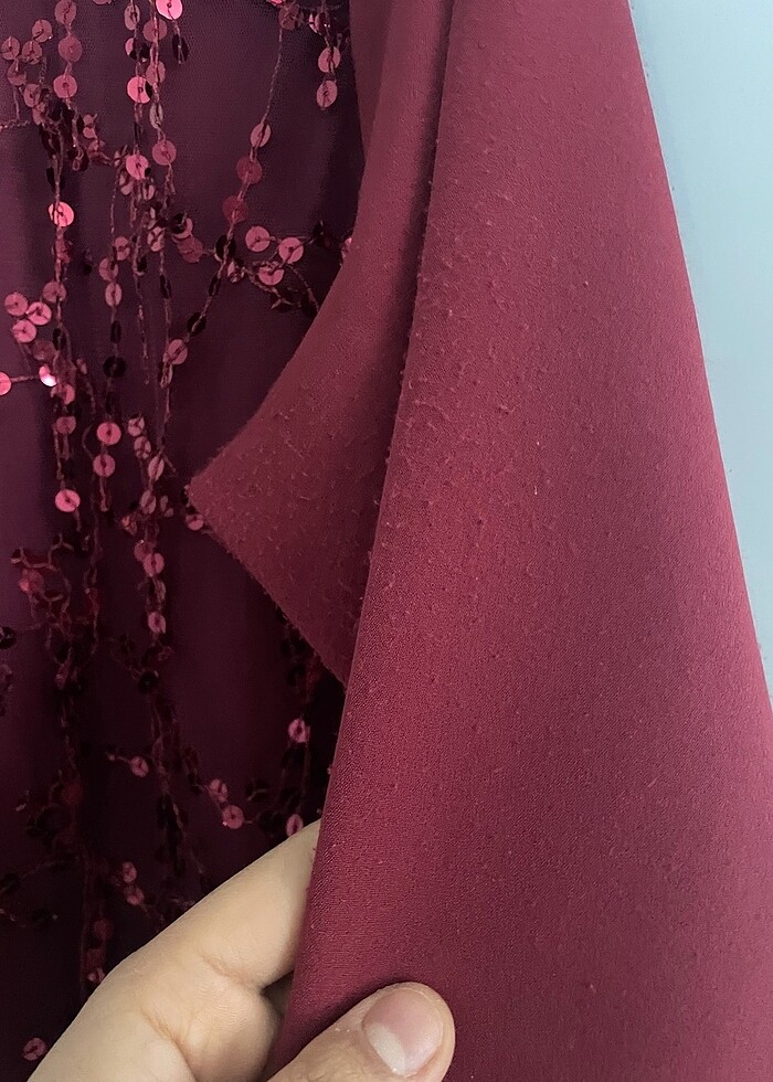 Payetli abiye bordo - Görsel 4