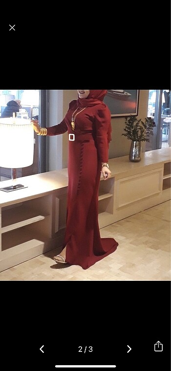 Diğer Hafif yırtmaçlı bordo abiye tesettür
