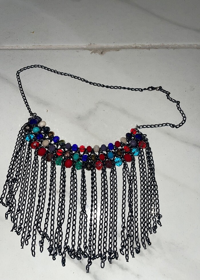 Renkli boncuk kolye - Görsel 3