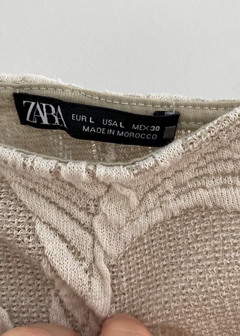 Zara Nakışlı Bej Keten Uzun Elbise