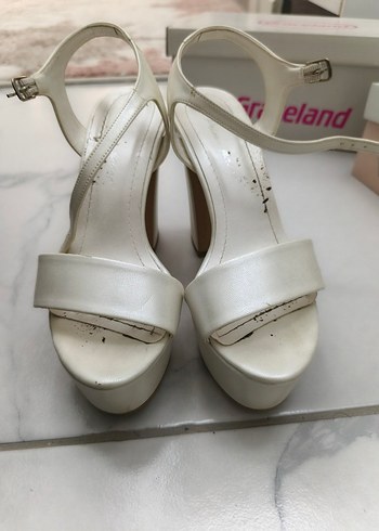 Beyaz Platform Topuklu Kadın Abiye /Gelinlik Ayakkabı - Görsel 4