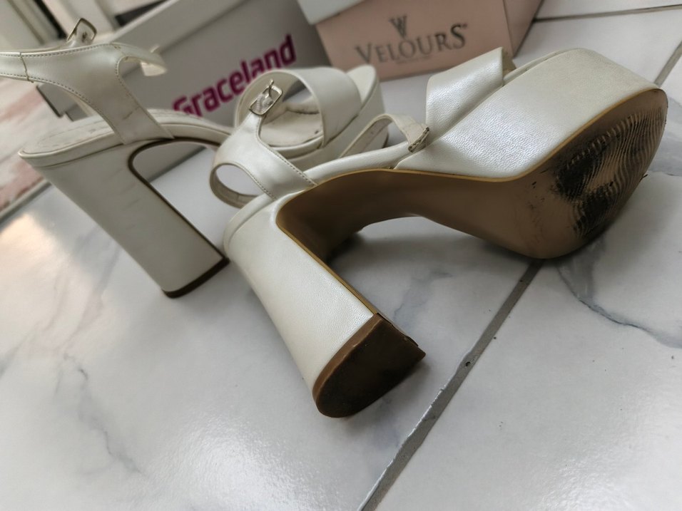 Beyaz Platform Topuklu Kadın Abiye /Gelinlik Ayakkabı - Görsel 2