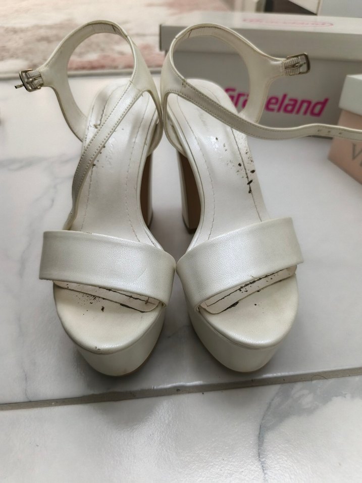 Beyaz Platform Topuklu Kadın Abiye /Gelinlik Ayakkabı - Görsel 4