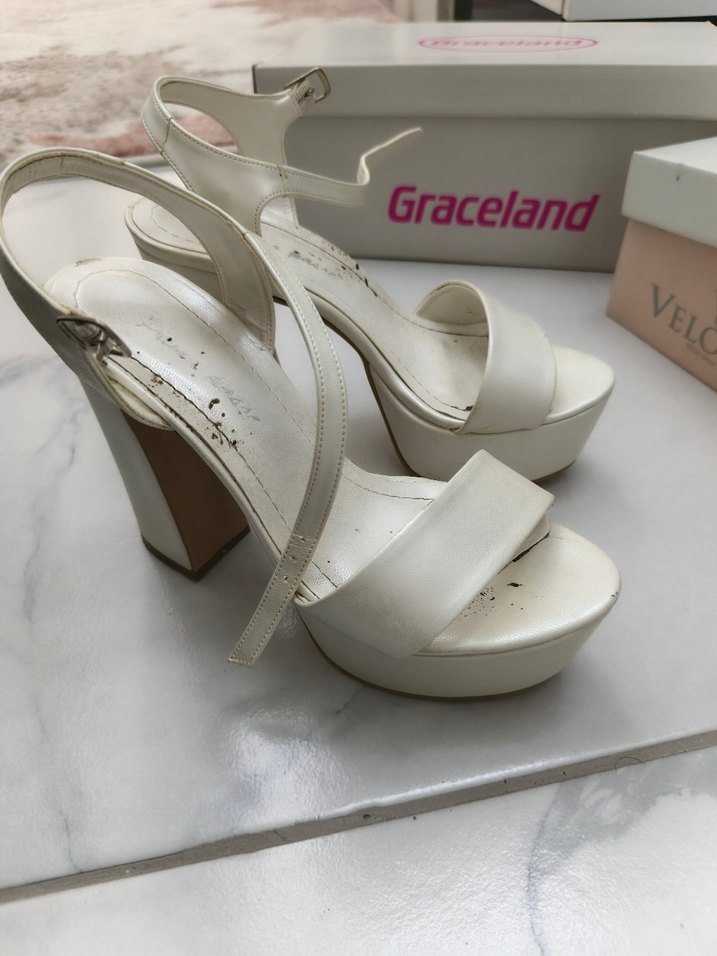 Beyaz Platform Topuklu Kadın Abiye /Gelinlik Ayakkabı - Görsel 3