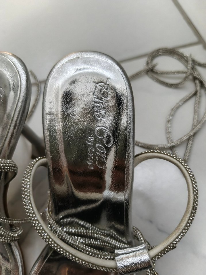 Gri Metal Topuklu Kadın Akşam Ayakkabısı - Görsel 3