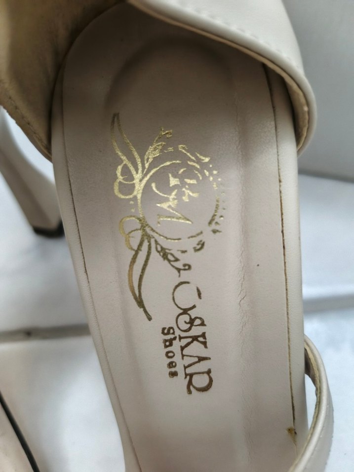 Bej Parlak Yılan Desenli Stiletto Topuklu Kadın Ayakkabı - Görsel 2