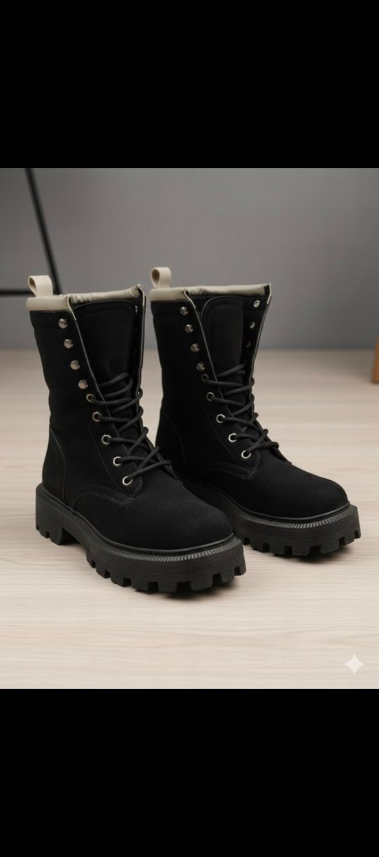 Siyah Kamuflaj Desenli Stiletto Topuklu Kadın Bot - Görsel 2