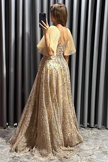 38 Beden Gold Nişan Elbisesi - Arya Moda