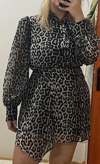Leopar mini elbise