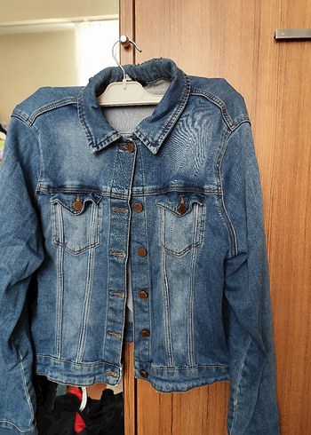 Düğmeli Mavi Kadın Denim Ceket